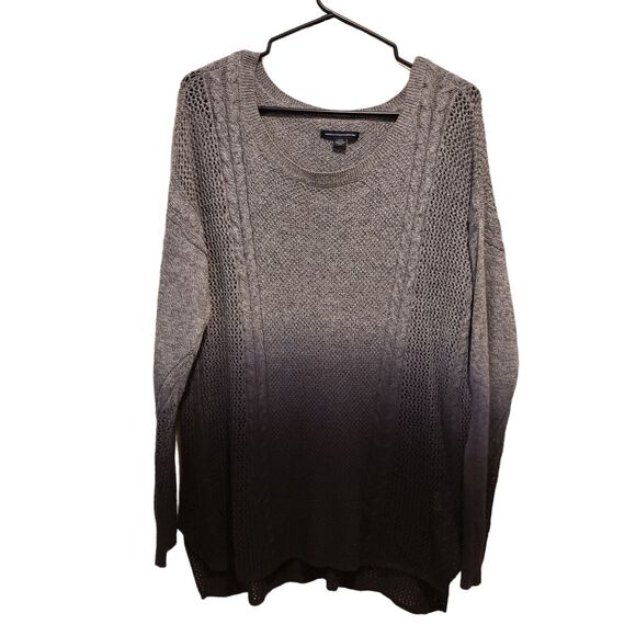 American Eagle Lace Up Ombre Wool Blend Soft Fall Sweater Size Medium - Picture 5 of 11